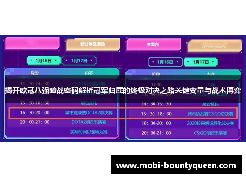 揭开欧冠八强暗战密码解析冠军归属的终极对决之路关键变量与战术博弈 揭开欧冠八强暗战密码解析冠军归属的终极对决之路关键变量与战术博弈