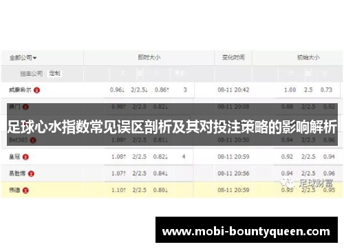 足球心水指数常见误区剖析及其对投注策略的影响解析